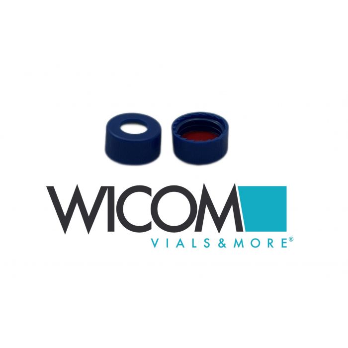 WICOM screw cap, 9mm, dark blue, with silicone/PTFE septum