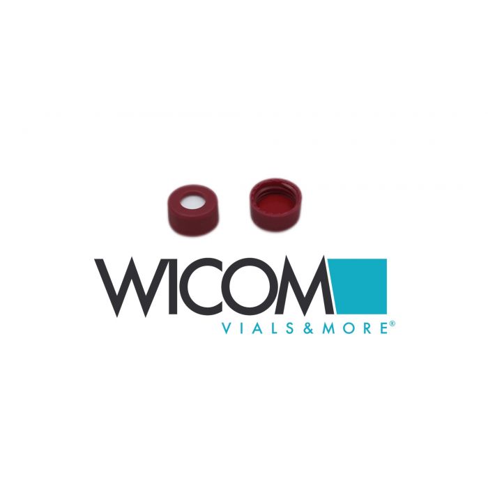 WICOM screw cap, 9mm, dark red, with Silicone/PTFE septum