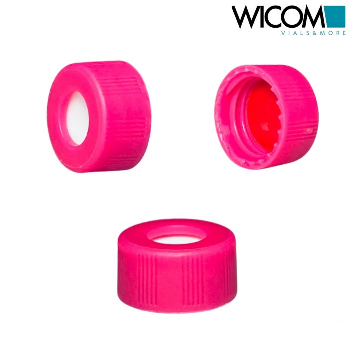 WICOM screw cap, 9mm, pink, with Silicone/PTFE septum