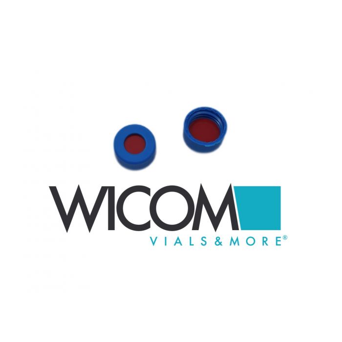 WICOM screw cap, 9mm, blue, with PTFE/Silicone/PTFE septum