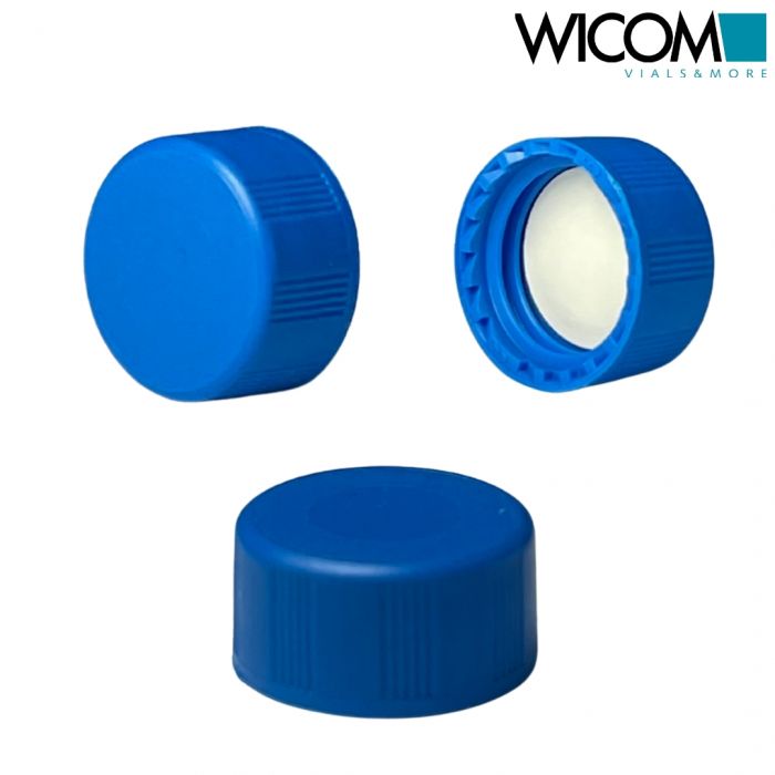 WICOM closing srew caps, 9mm, blue, with Butyl/PTFE septum