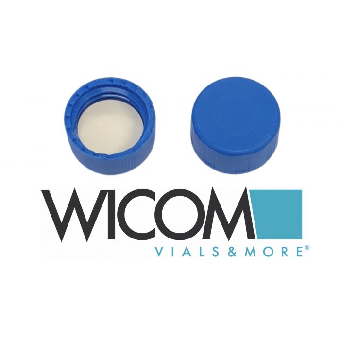 WICOM Closing srew caps 9mm, blue, with Butyl rubber/PTFE septum