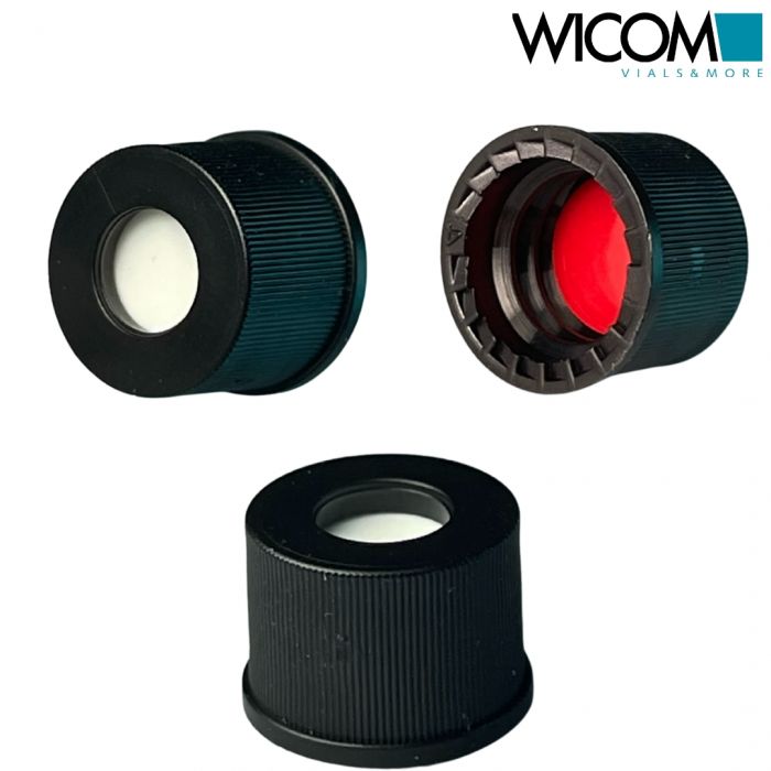 WICOM screw cap, 8mm, black, with Silicone/PTFE septum, for Shimadzu autosampler...