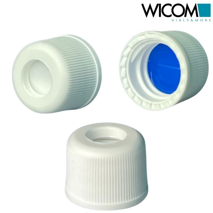 WICOM screw cap, 8mm, white, with slitted Silicone/PTFE septum 1000/PK