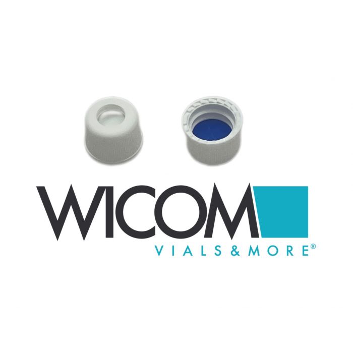 WICOM screw cap, 8mm, white, with slitted Silicone/PTFE septum 1000/PK