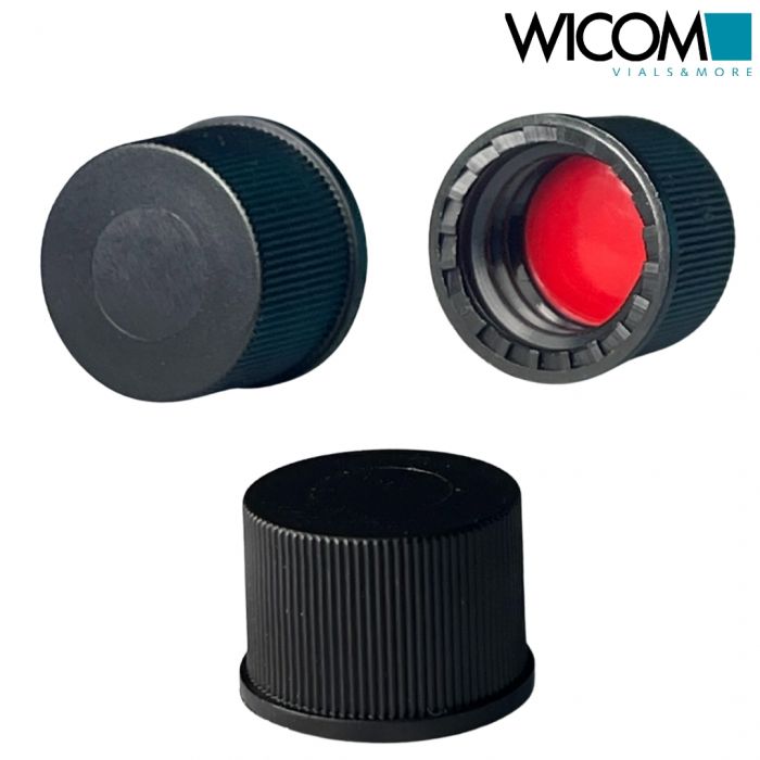 WICOM closing screw cap, 8mm, black, Plypropylen, with Silicone/PTFE septum, 100...