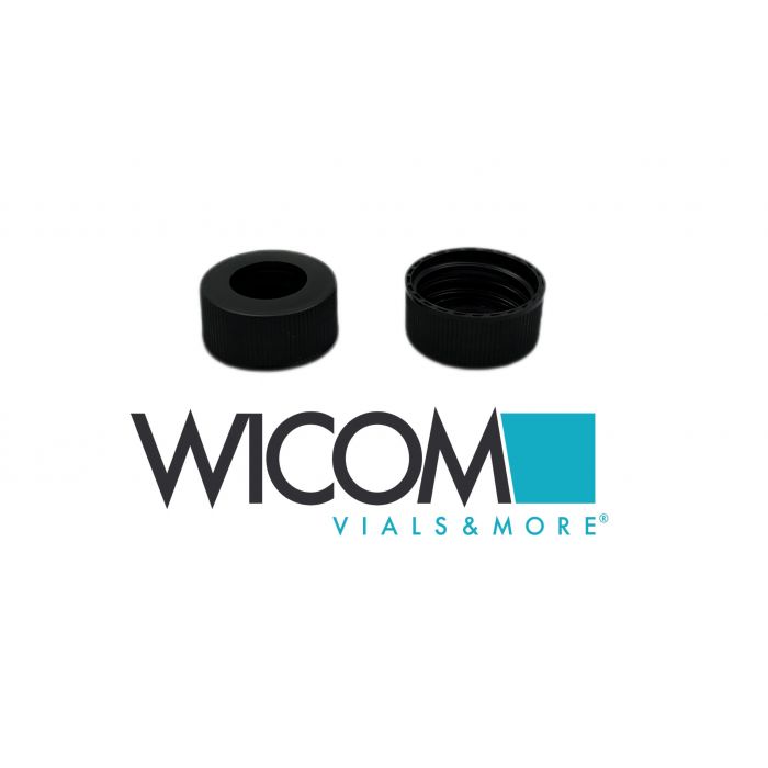 WICOM screw cap, 24mm, black, open top, without septa