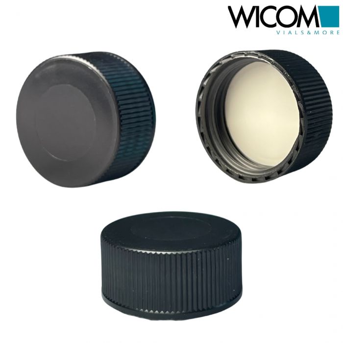 WICOM closing screw cap, 24mm, black, Polypropylen, with Silicone/PTFE septum, 3...