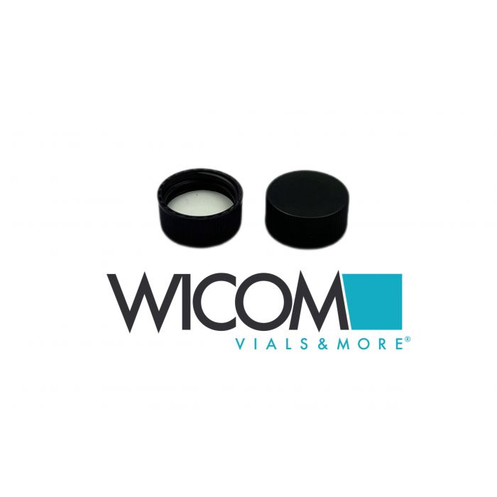 WICOM Closing screw cap 24mm, PP, black with Silicone/PTFE septum 3mm Tan/White