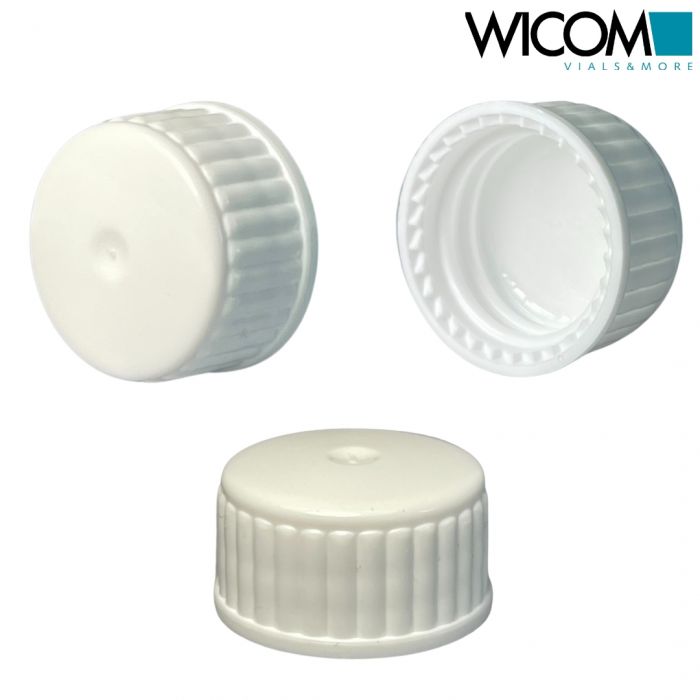 WICOM closing screw cap, 18mm, white, Polypropylen, with PE septum, Polyester co...