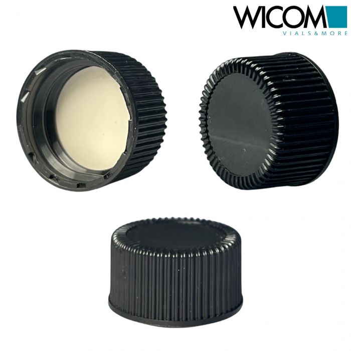 WICOM closing cap, 18mm, black, with Silicone/PTFE septum, 1.5mm thick, without ...