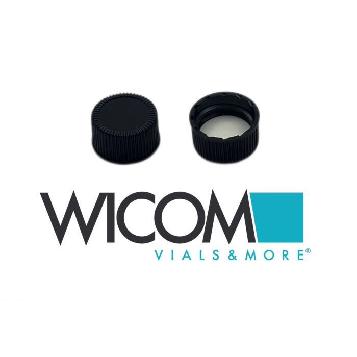 WICOM closing cap, 18mm, black, with Silicone/PTFE septum, 1.5mm thick, without ...