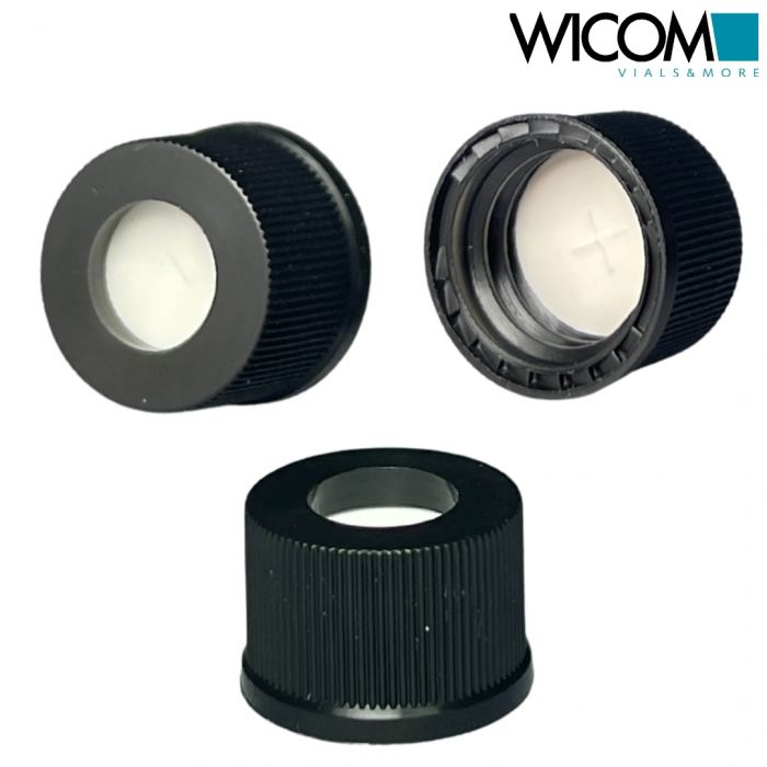 WICOM screw cap, 10mm, Polypropylen, with cross slitted Cilicone/PTFE septum, 10...