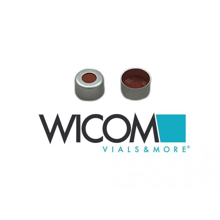 WICOM crimp cap, 8mm, with PTFE/butyl septum 1000/PK