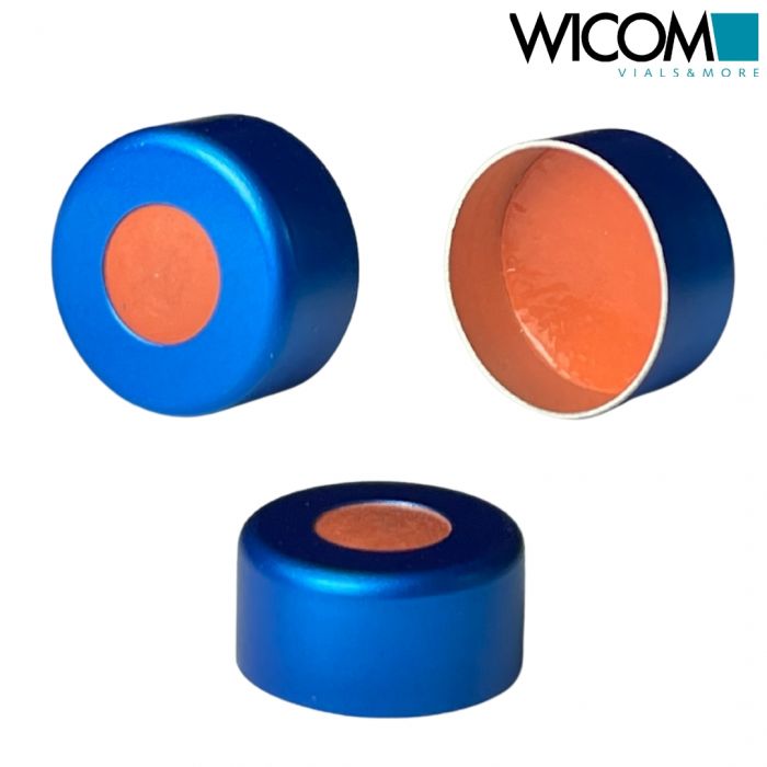WICOM crimp cap, 11mm, blue, with butyl/PTFE septum