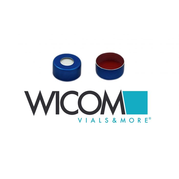 WICOM Crimp cap 11mm Aluminium, blue with Silicone/PTFE septum (1.0mm) red/white...
