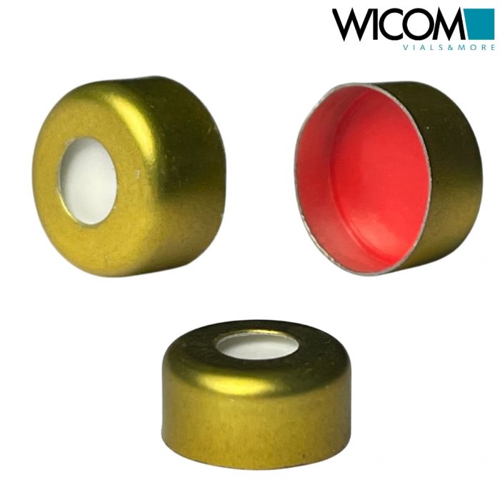 WICOM 11mm steelcaps, gold, magnetic, with PTFE/silicone septum i.e. for CTC PAL...