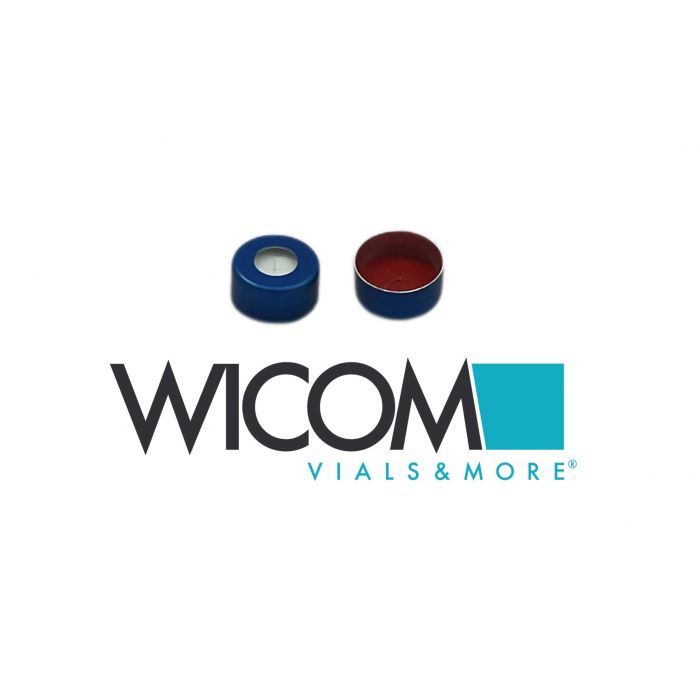 WICOM Crimp cap, 11mm, Aluminium blue, with Silicone/PTFE septum cross slitted r...