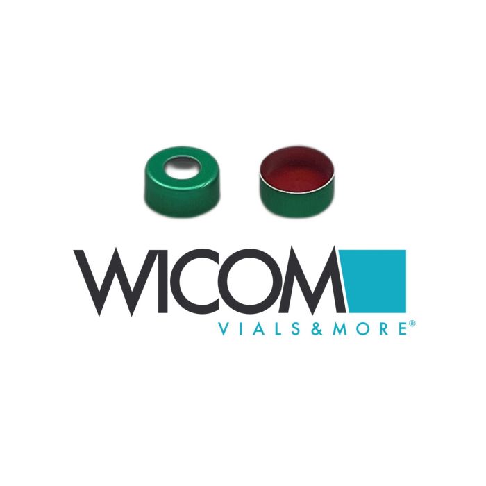 WICOM Crimp cap 11mm Aluminium green, with Silicone/PTFE septum cross slitted re...
