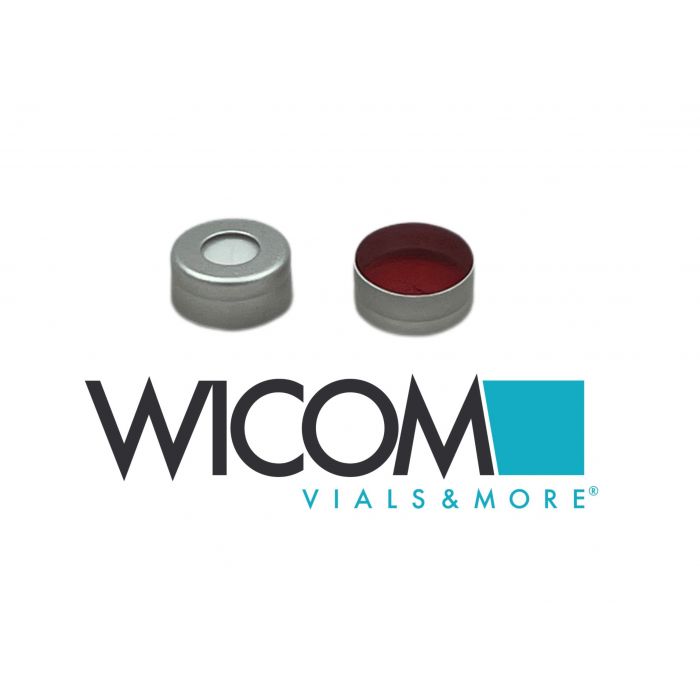 WICOM Crimp cap 11mm Aluminium with Silicone/PTFE septum, 1,5mm red/white cross ...