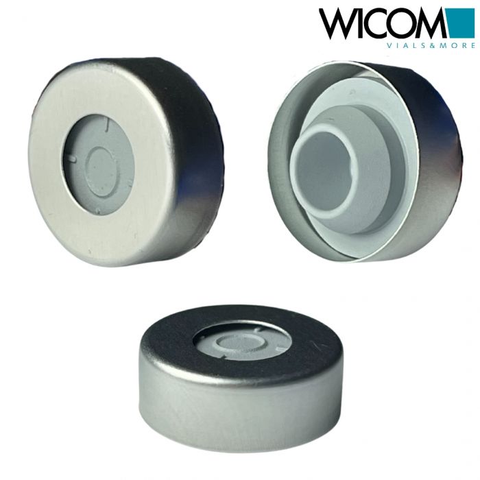 WICOM 20mm Aluminium crimp-cap with buthyl plug, light grey