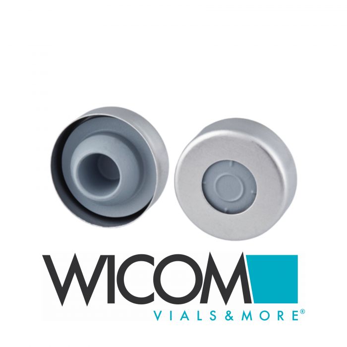 WICOM 20mm Aluminium crimp-cap with buthyl plug, light grey