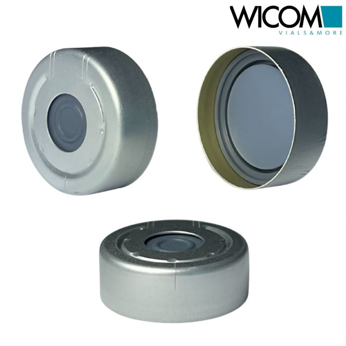 WICOM 20mm Aluminium crimp cap incl. pressure relief with buthyl/PTFE septum, gr...