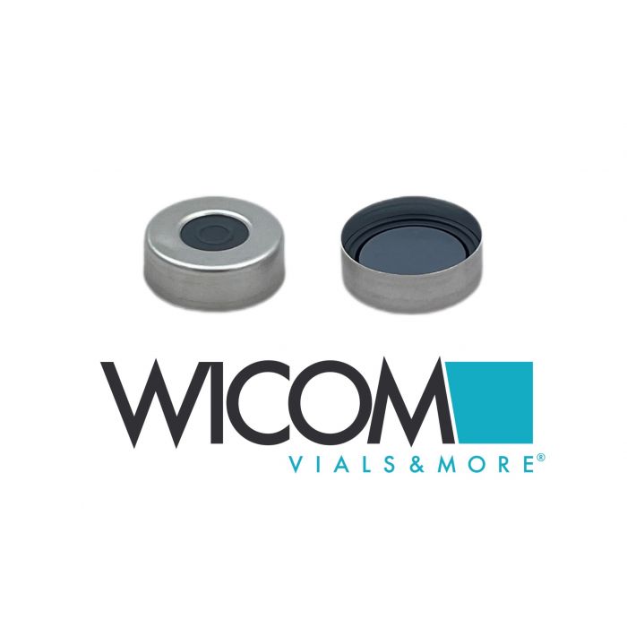 WICOM 20mm Aluminium crimp-cap with buthyl/PTFE septum, Pharmafix septum, grey
