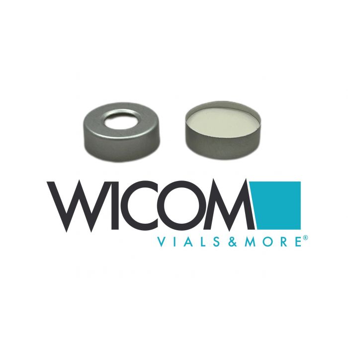 WICOM Crimp Cap 20mm Aluminium  with Silicone/PTFE septum 3.0 mm Tan/White, 1000...