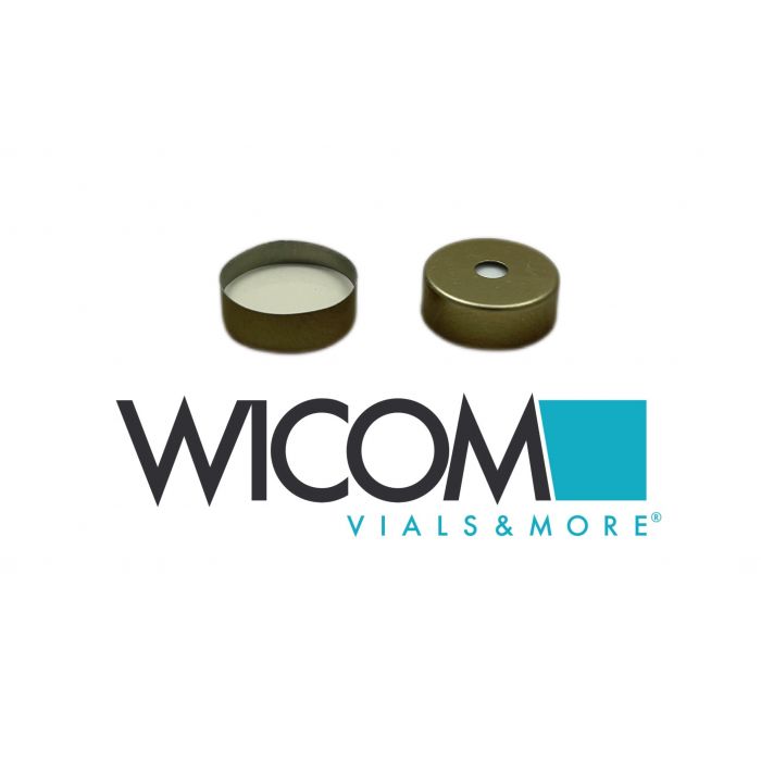 WICOM Crimp cap, 20mm, magnetic 5mm hole, with Silicone/PTFE septum Tan/White