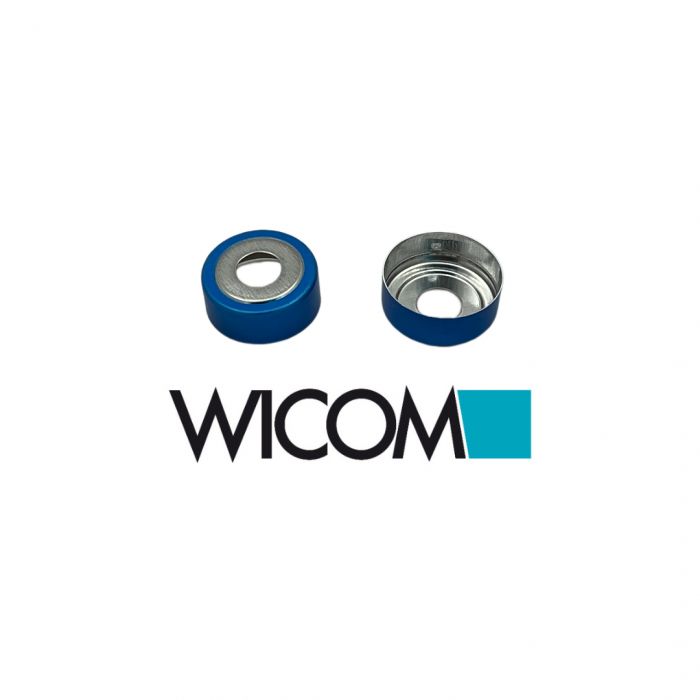 WICOM 20mm Aluminium crimp cap, blue, with magnetic disk w/o septum cap only