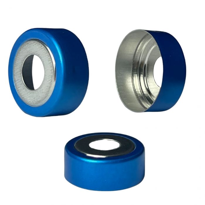WICOM 20mm Aluminium crimp cap, blue, with magnetic disk w/o septum cap only
