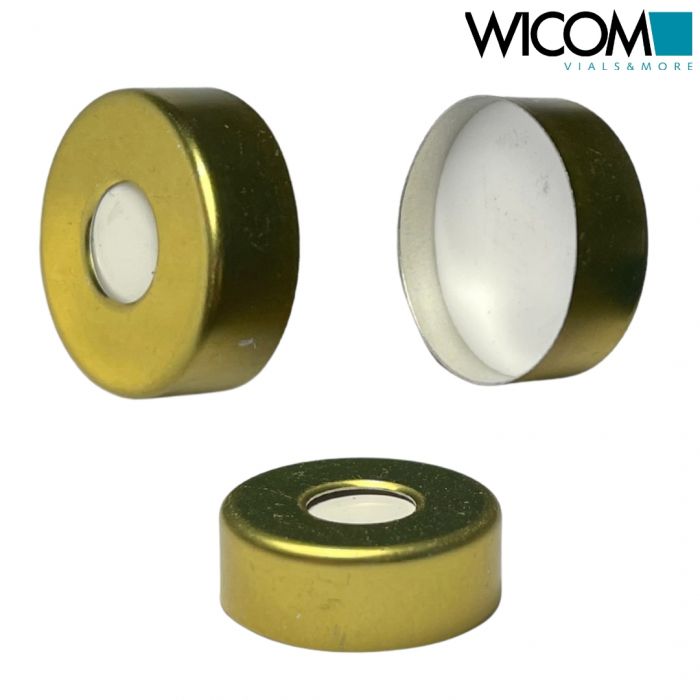 WICOM Crimp cap, 20mm, gold,  magnetic with 8mm hole, with PTFE/Silicone septum ...