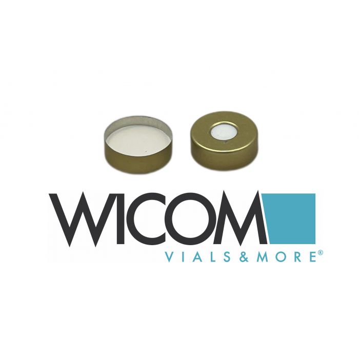 WICOM Crimp cap, 20mm, gold,  magnetic with 8mm hole, with PTFE/Silicone septum ...