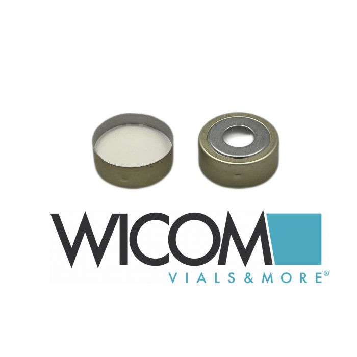 WICOM Crimp cap, 20mm, golden, Aluminium with magnetic disk with Silicone/PTFE s...