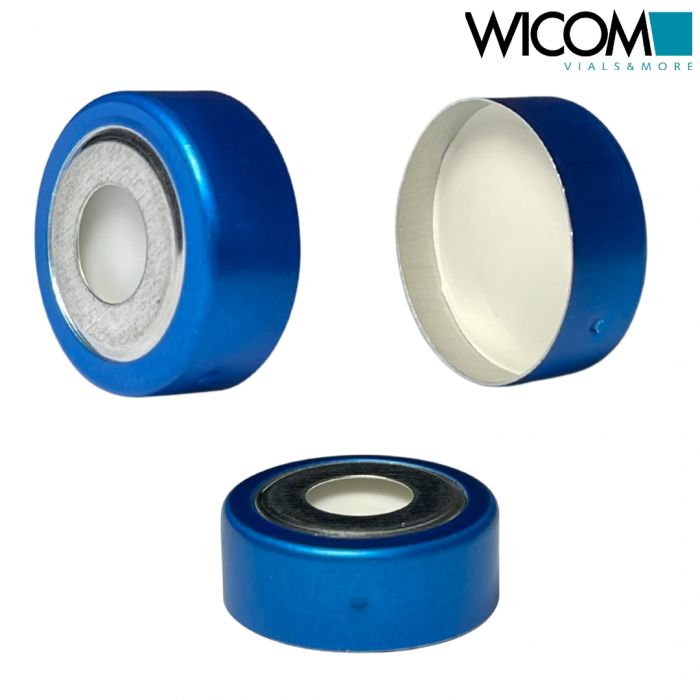 WICOM Crimp cap, 20mm, blue, Aluminium with magnetic disk with Silicone/PTFE sep...