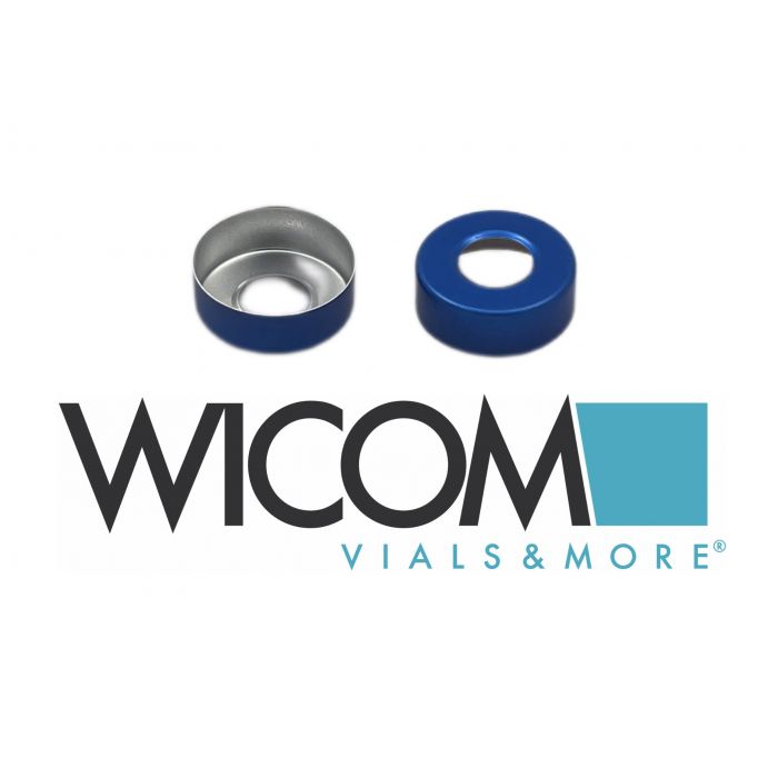 WICOM Crimp Cap 20mm Blue Aluminium with 10mm hole, w/o septum