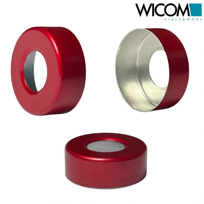 WICOM Crimp Cap 20mm Red Aluminium with 10mm hole w/o septum