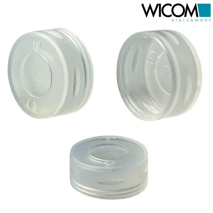 WICOM PE snap cap, 11 mm, clear, 0.25mm, w/o septum, but with punch through area...