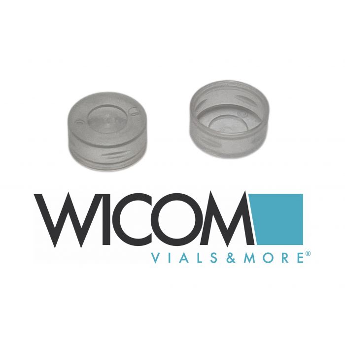 WICOM PE snap cap, 11 mm, clear, 0.25mm, w/o septum, but with punch through area...