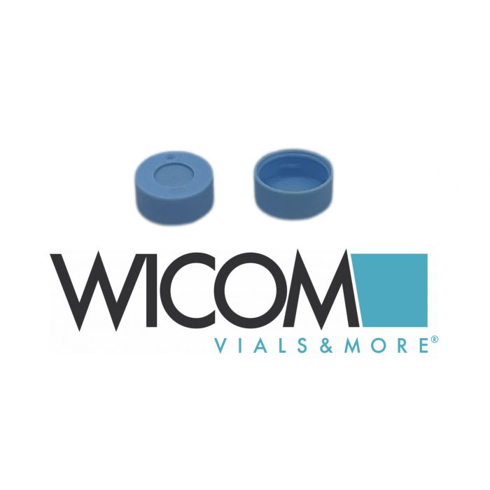 WICOM PE snap cap, 11 mm, blue, 0,25mm punch trough area w/o seal