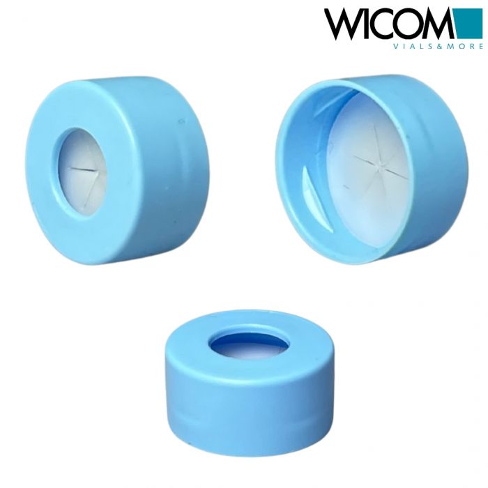 WICOM Snap cap, 11mm, blue, PP with PTFE septum