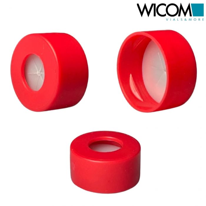 WICOM Snap cap, 11mm, red, PP, with PTFE septum
