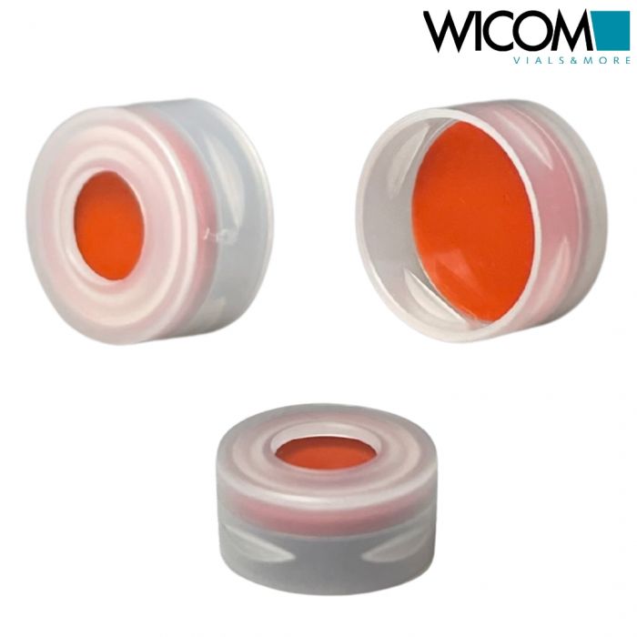 WICOM Snap cap PP, clear with Butyl/PTFE septum