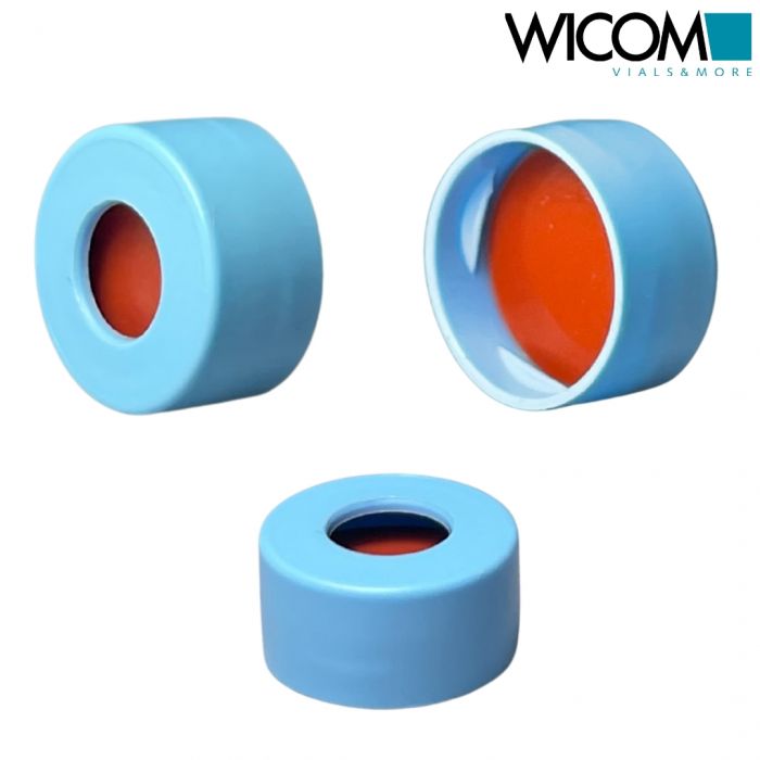 WICOM Snap cap, PP, blue, with Butyl/PTFE septum