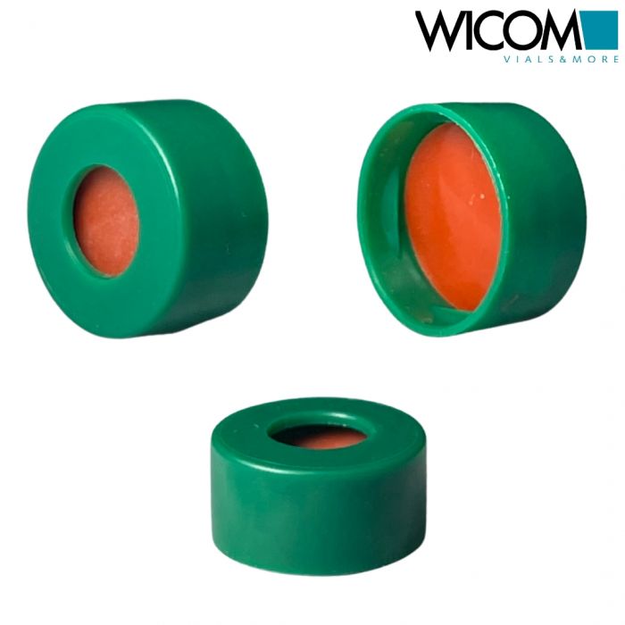 WICOM Snap cap, PP, dark green with Butyl/PTFE septum