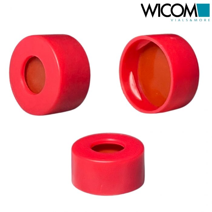 WICOM Snap cap, PP, red with Butyl/PTFE septum