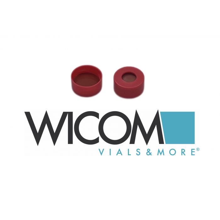 WICOM Snap cap, PP, red with Butyl/PTFE septum