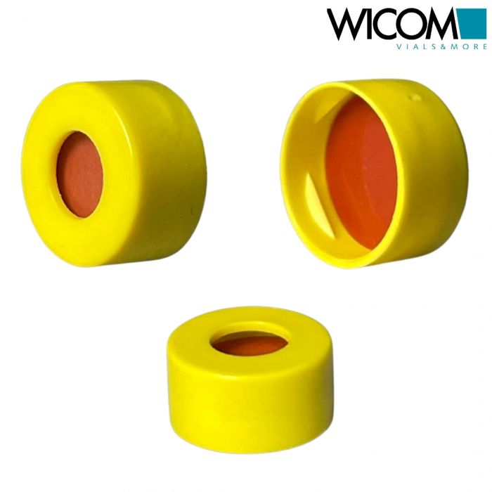 WICOM Snap cap, PP, yellow with Butyl/PTFE septum