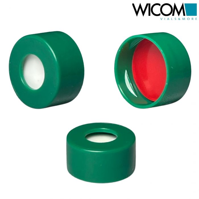 WICOM Snap cap, 11mm green, with Silicone/PTFE Septum red/white
